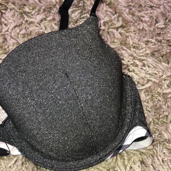 Victoria’s Secret sparkly bra lined denim bra size 34C everyday wear bra gray​​ - Picture 2 of 6